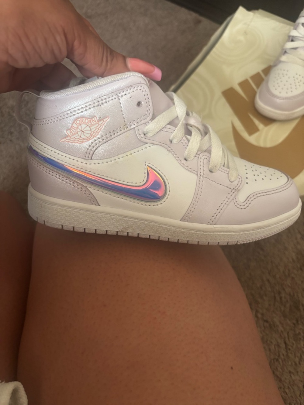 Jordan Kids Pastel Pink High-Top Sneakers - Picture 6 of 7